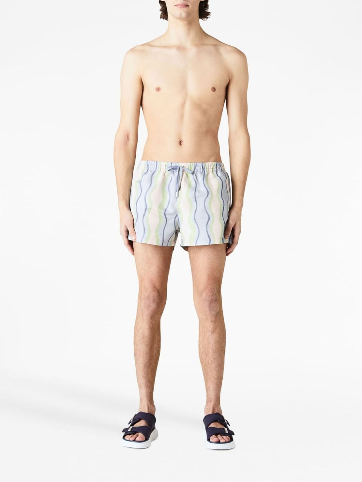 70€ / 2 sold //2 QTY / ST100%   Short Pingo de bain à J brodé - Blue Vertical Waves