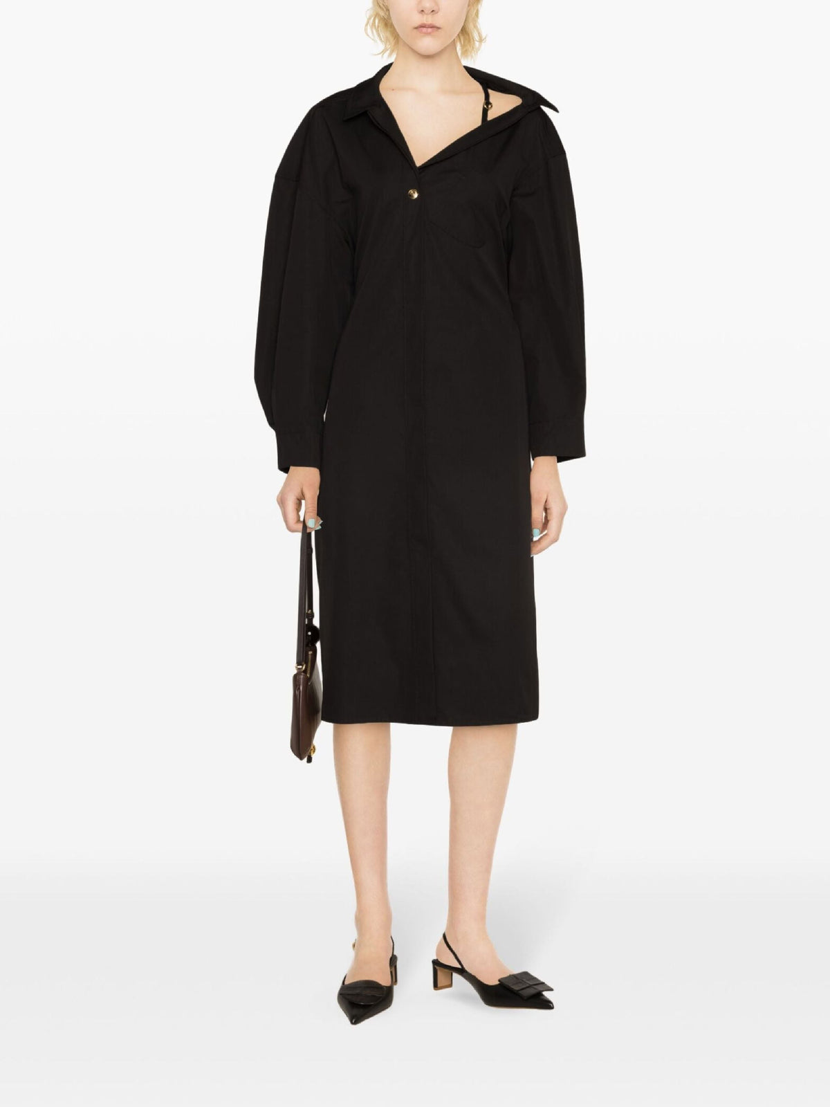 Robe chemise courte asymétrique - Black
