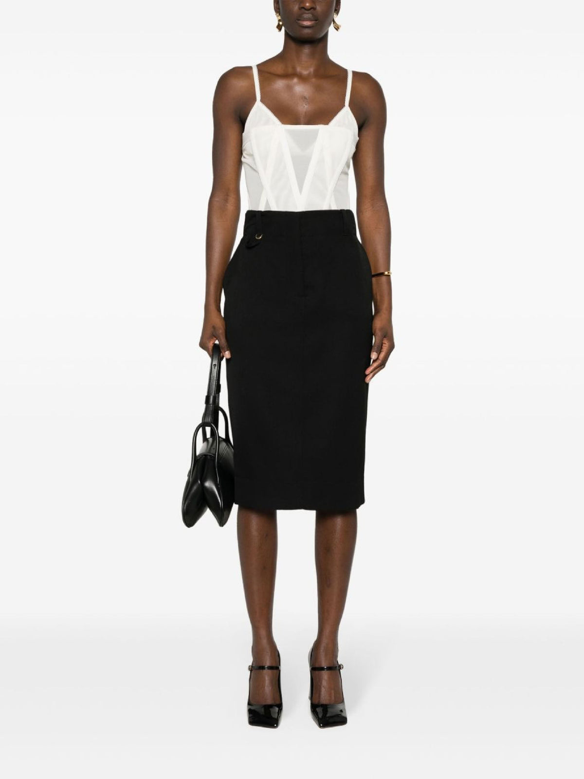 Jupe midi Bari en laine - Black