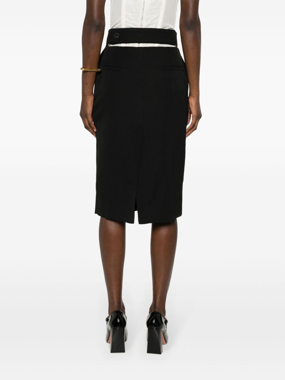 Jupe midi Bari en laine - Black