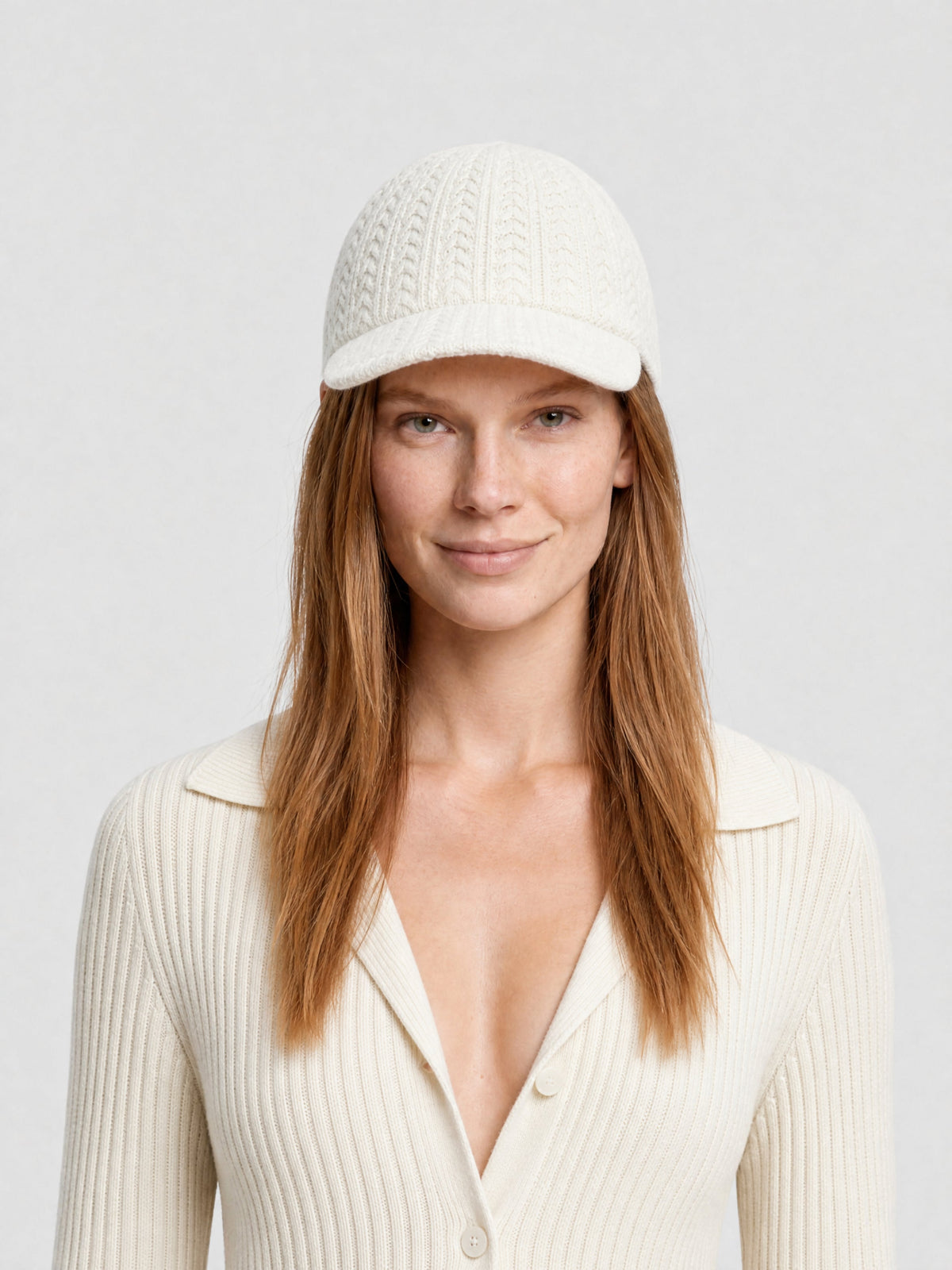 Casquette Belo en maille tricotée - White