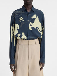 Chemise Simon imprimée à manches longues - Horse Scene Yellow