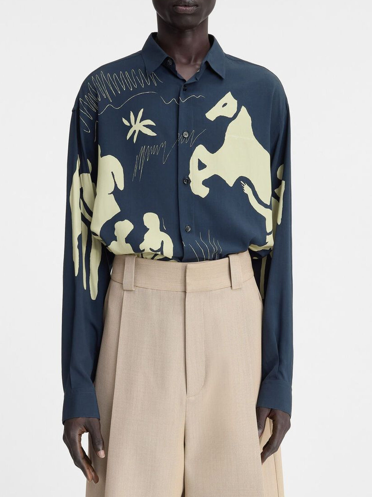 Chemise Simon imprimée à manches longues - Horse Scene Yellow