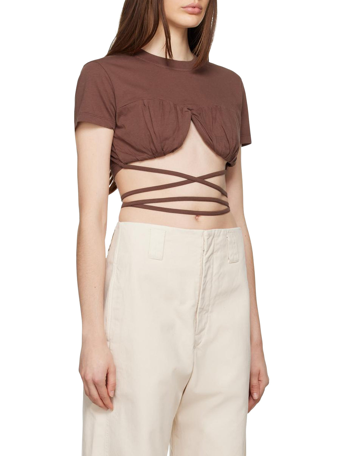 55€ / 1 sold //27 QTY / ST4%   T-shirt court Baci à lacets - Brown