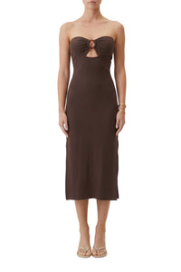 Robe midi Jane ajustée - Coffee