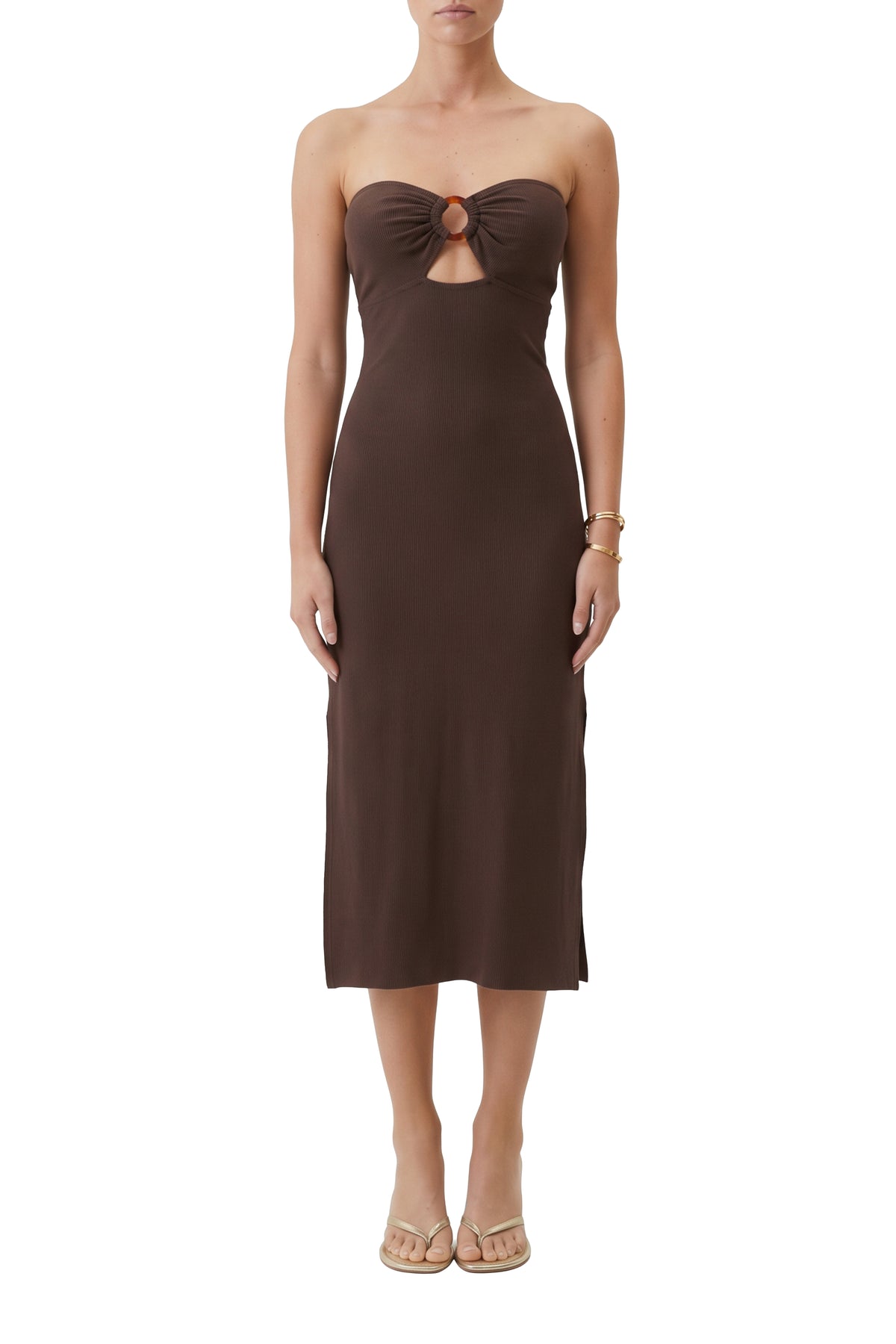 Robe midi Jane ajustée - Coffee