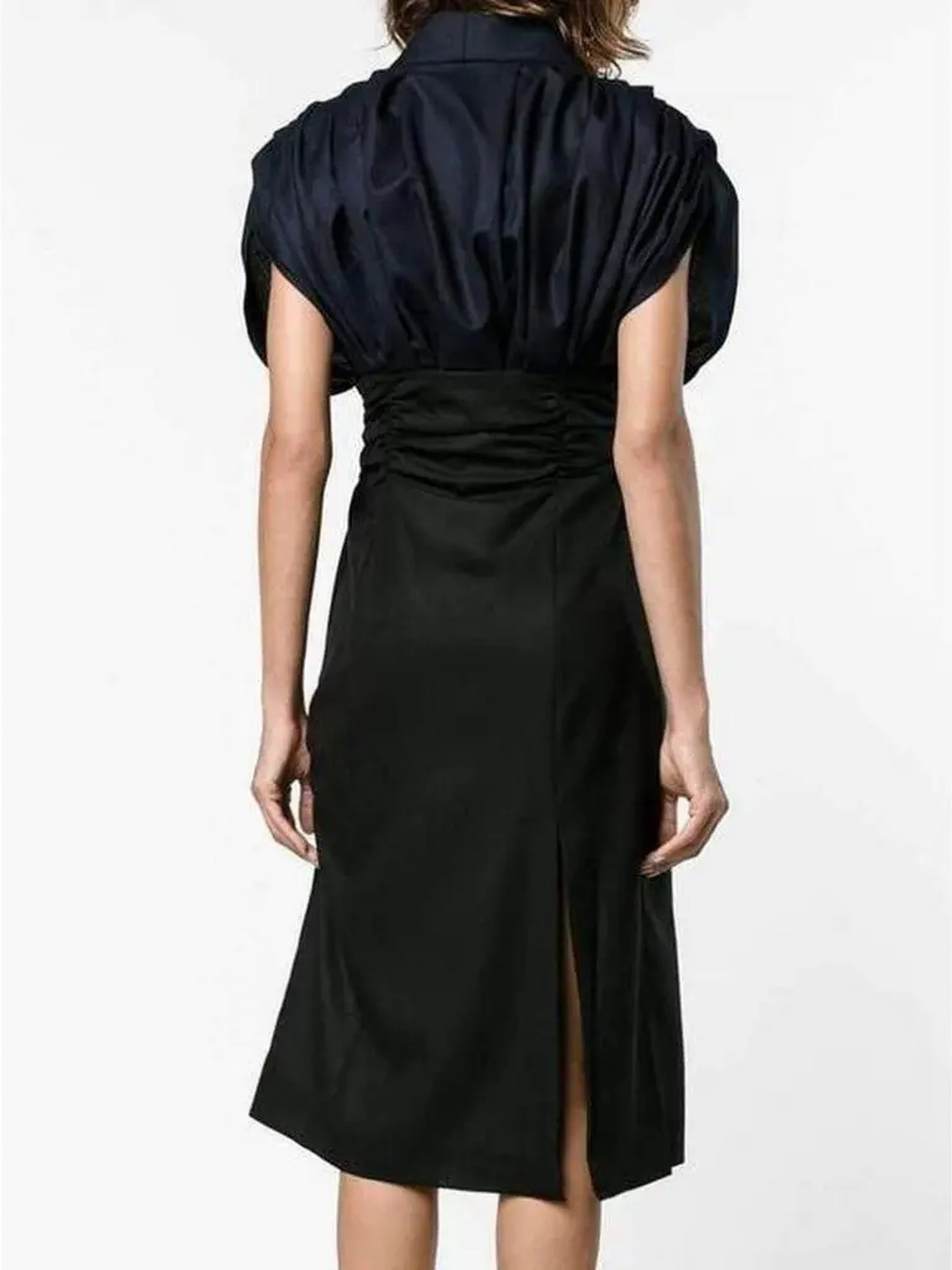 Robe Madame manches bouffantes - Navy & Black