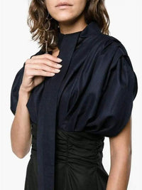 Robe Madame manches bouffantes - Navy & Black