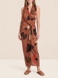 PRINT BROWN WAVES STRIPPE LA ROBE HENRI