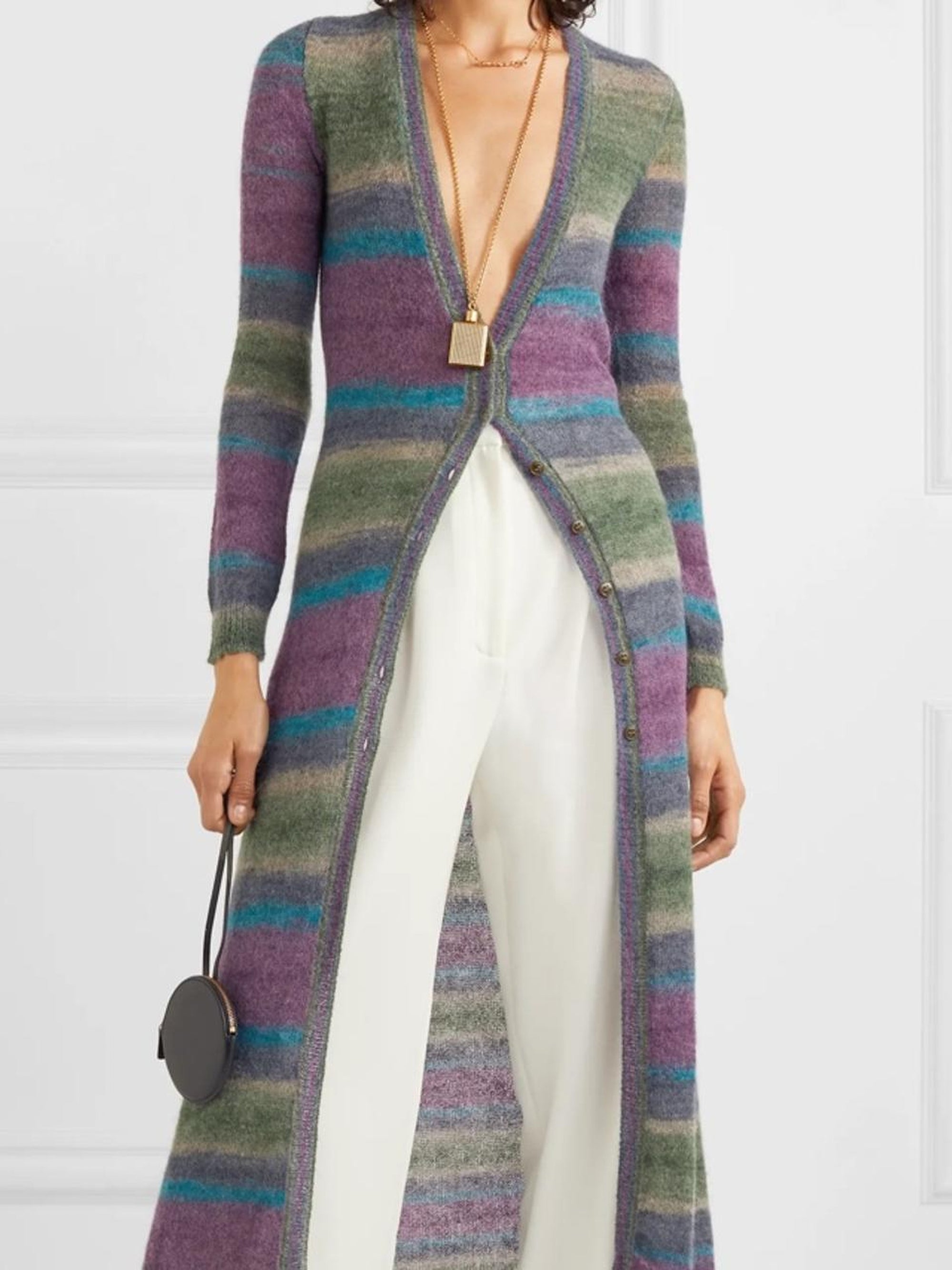 Robe Gilet à rayures en laine - Red