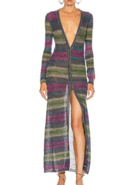 Robe Gilet à rayures en laine - Purple