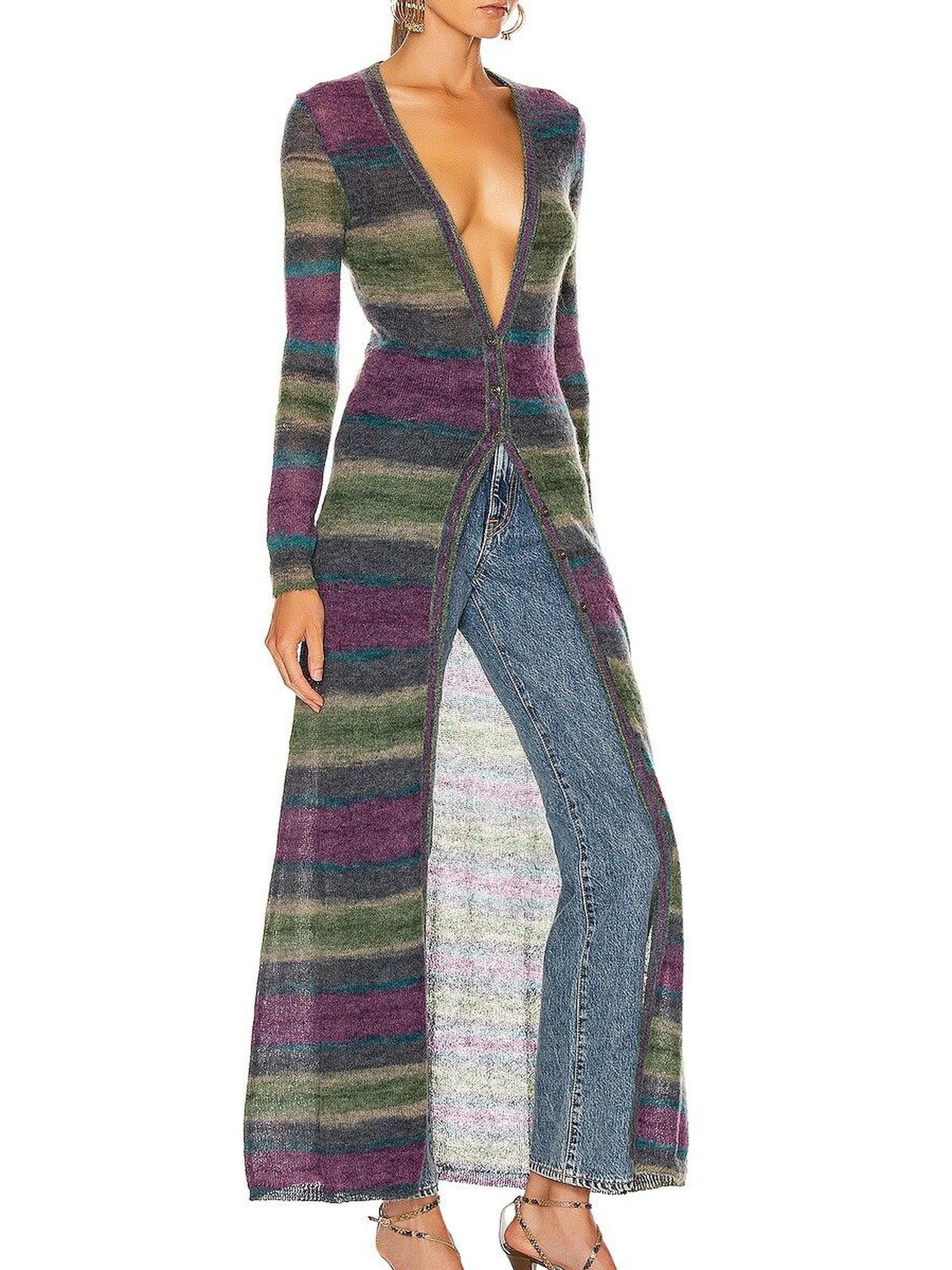 Robe Gilet à rayures en laine - Purple