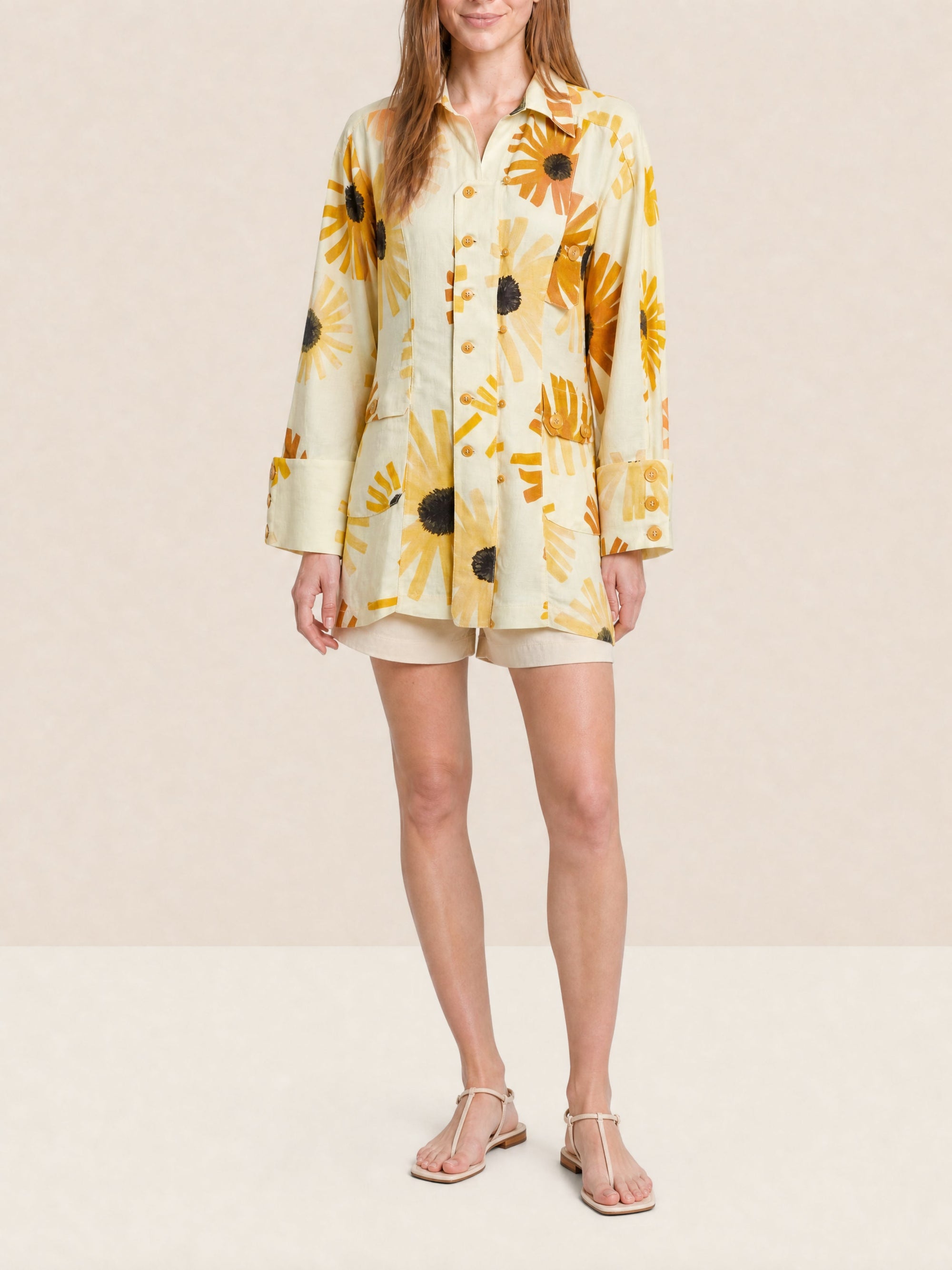 PRINT FLOWERS LA CHEMISE ROMAN