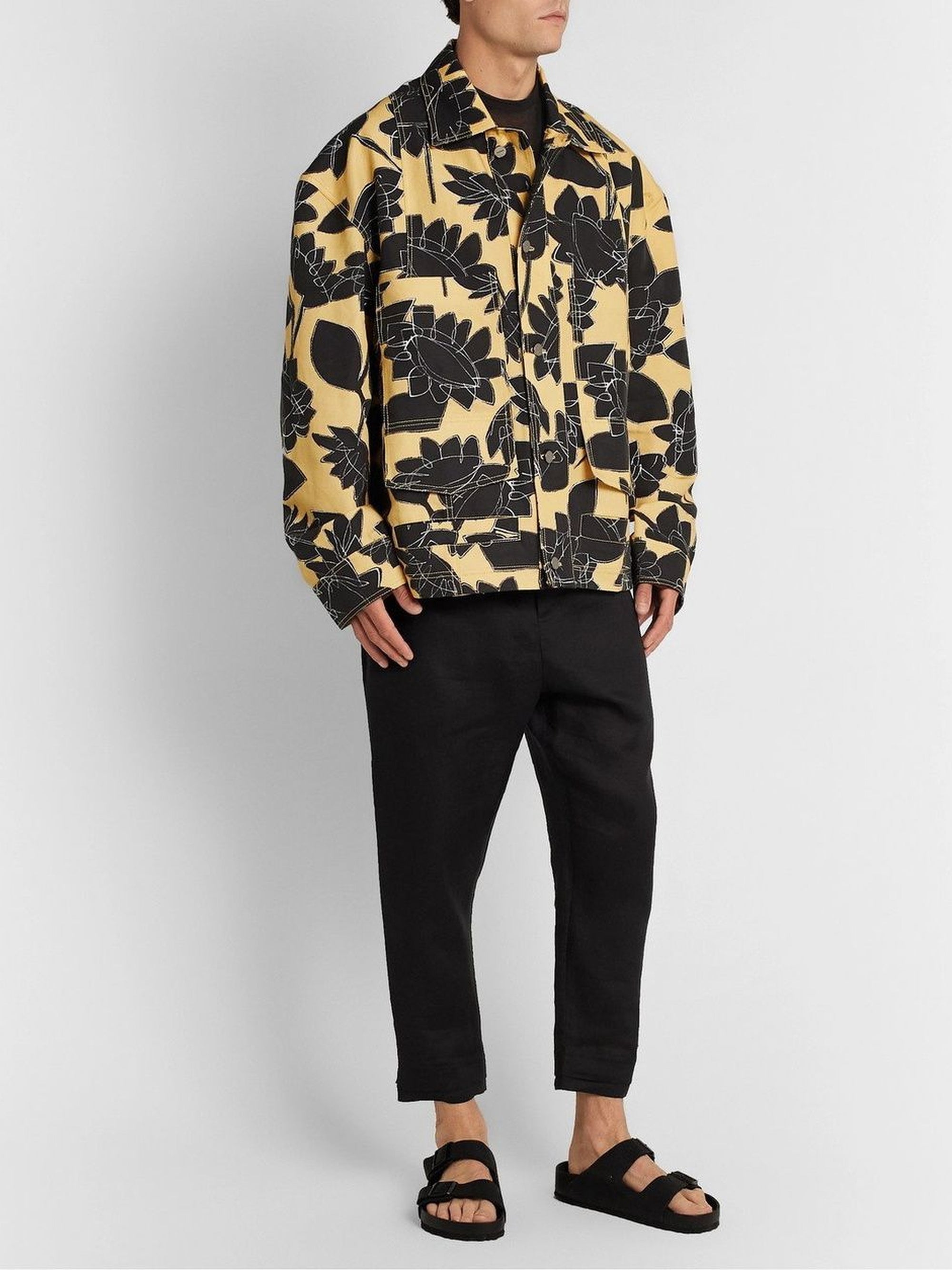 Veste Marcel à poches en lin - Yellow Flowers