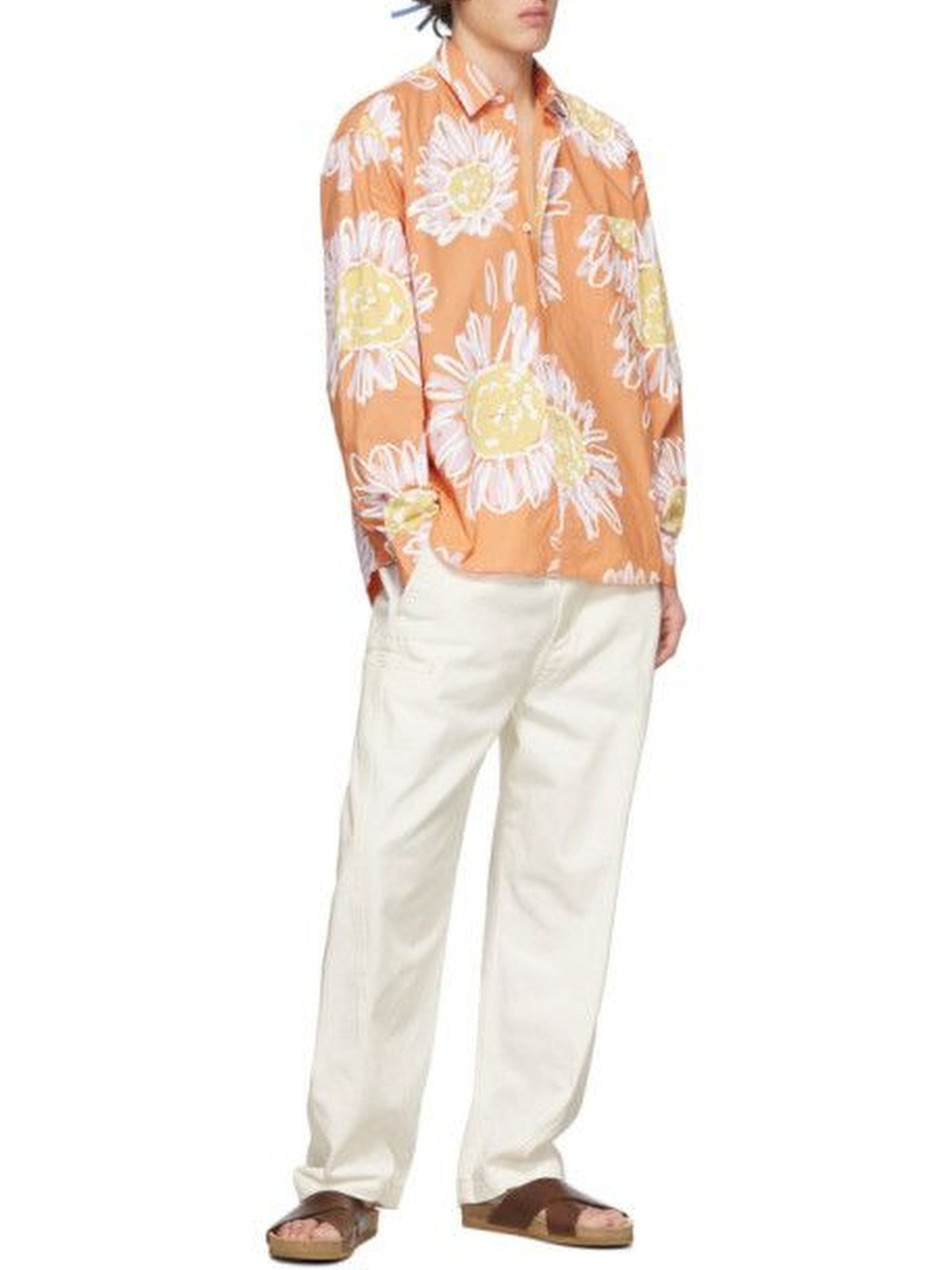 PRINT ORANGE FLOWERS LA CHEMISE SIMON