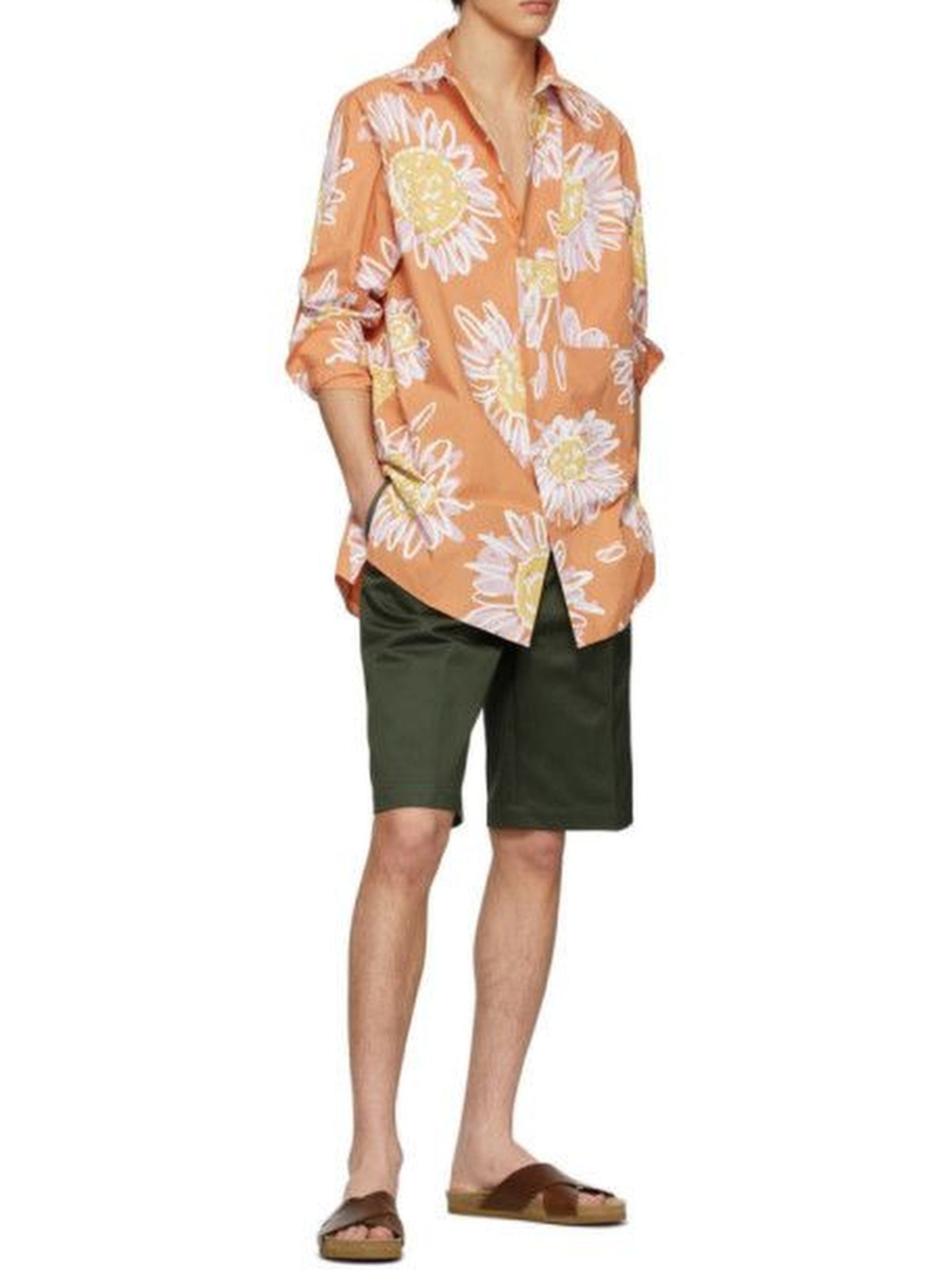 PRINT ORANGE FLOWERS LA CHEMISE SIMON
