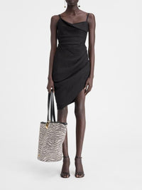Robe courte Saudade à fente drapée - Black