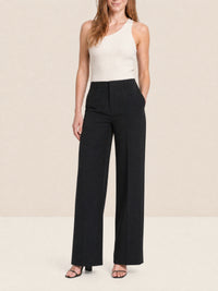 Pantalon Sauge évasé en laine mélangée - Black
