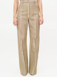The Sauge Trousers - Beige Brown Stripes