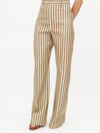 The Sauge Trousers - Beige Brown Stripes