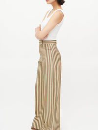 The Sauge Trousers - Beige Brown Stripes