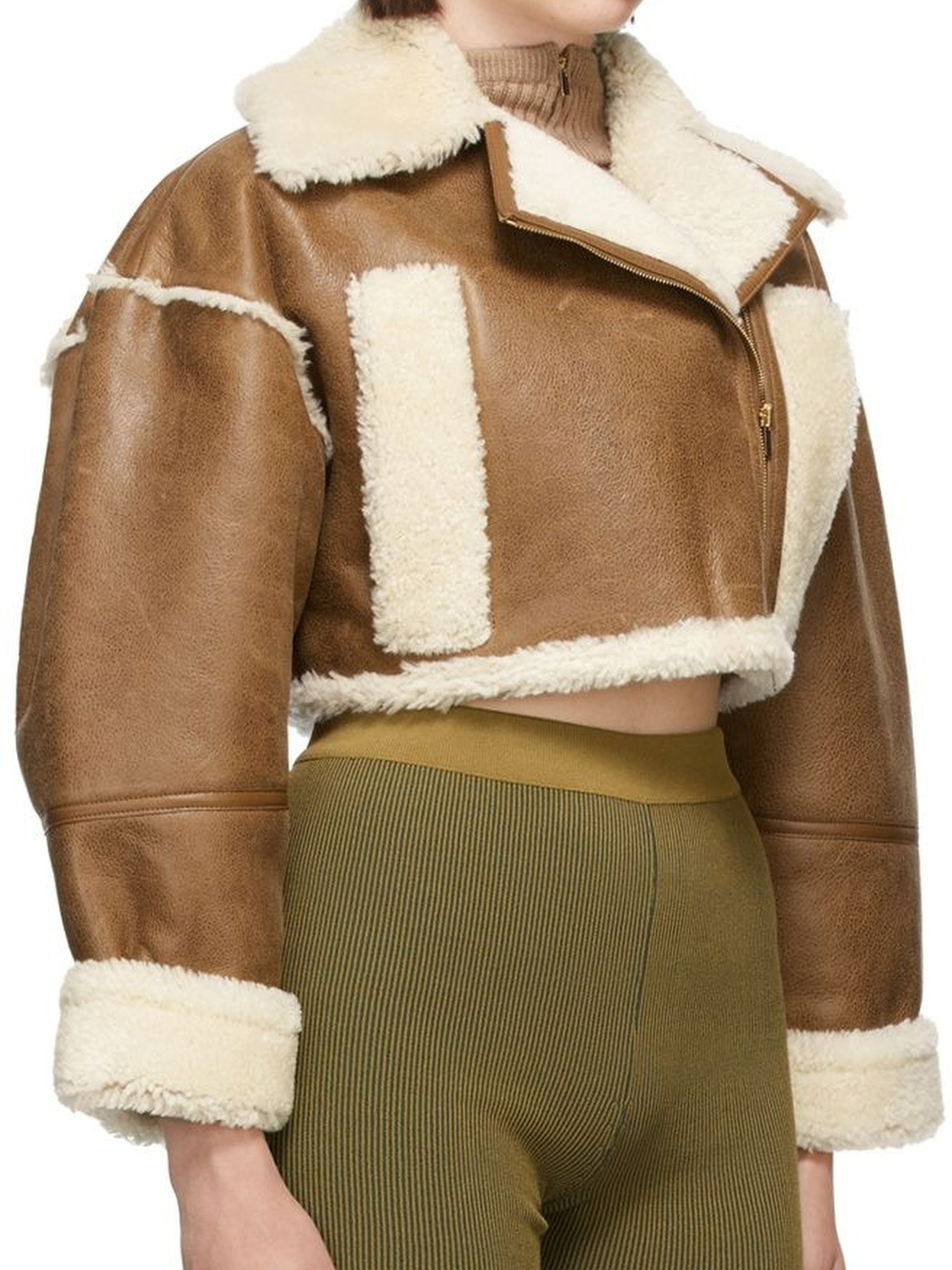 Veste courte Paiou en cuir - Camel