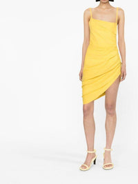 Robe courte Saudade à fente drapée - Yellow