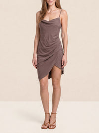 Robe courte Saudade à fente drapée - Light Brown