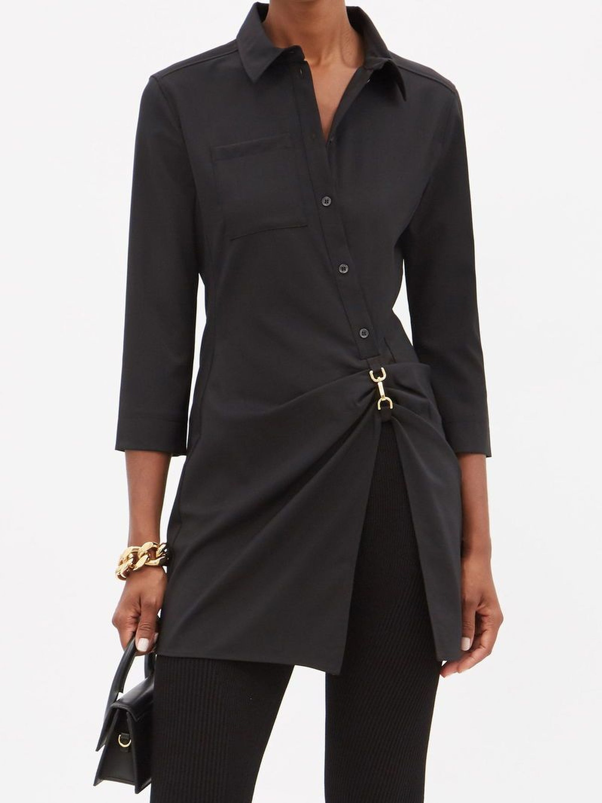 Tunique Jocou asymétrique en laine mélangée - Black