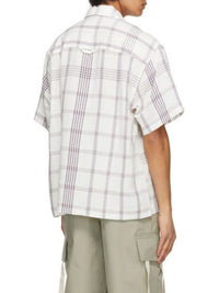 Chemise Jean à manches courtes - White & Purple Squares