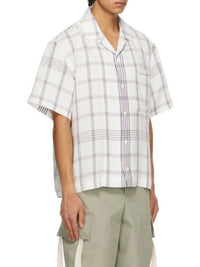 Chemise Jean à manches courtes - White & Purple Squares