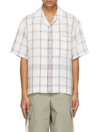 Chemise Jean à manches courtes - White & Purple Squares
