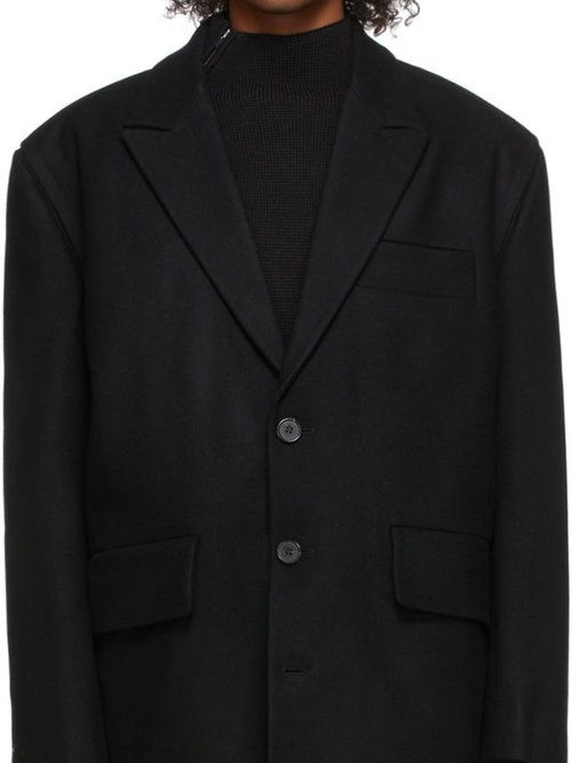 Manteau Valdu boutonné en laine - Black