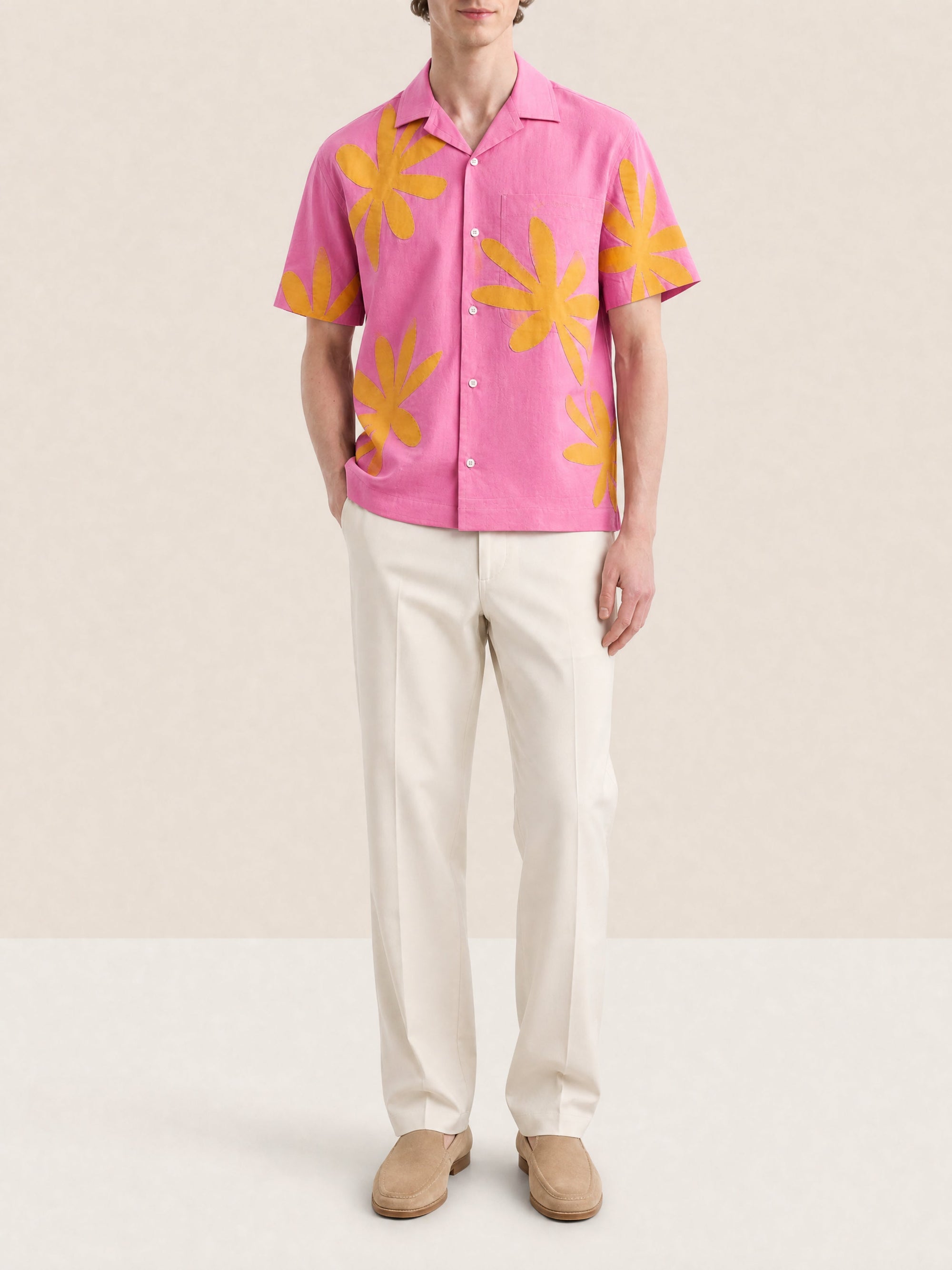 RED FLOWERS LA CHEMISE JEAN