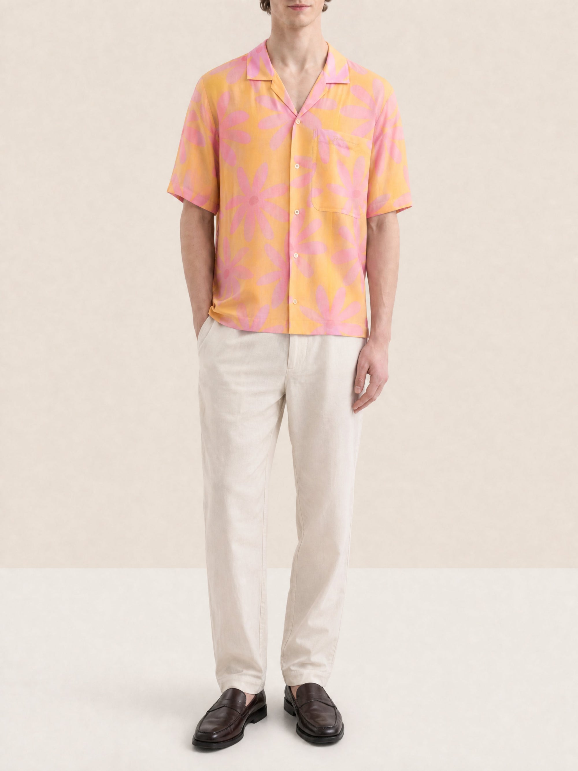 PRINT ORANGE/PINK FLOWERS LA CHEMISE JEAN