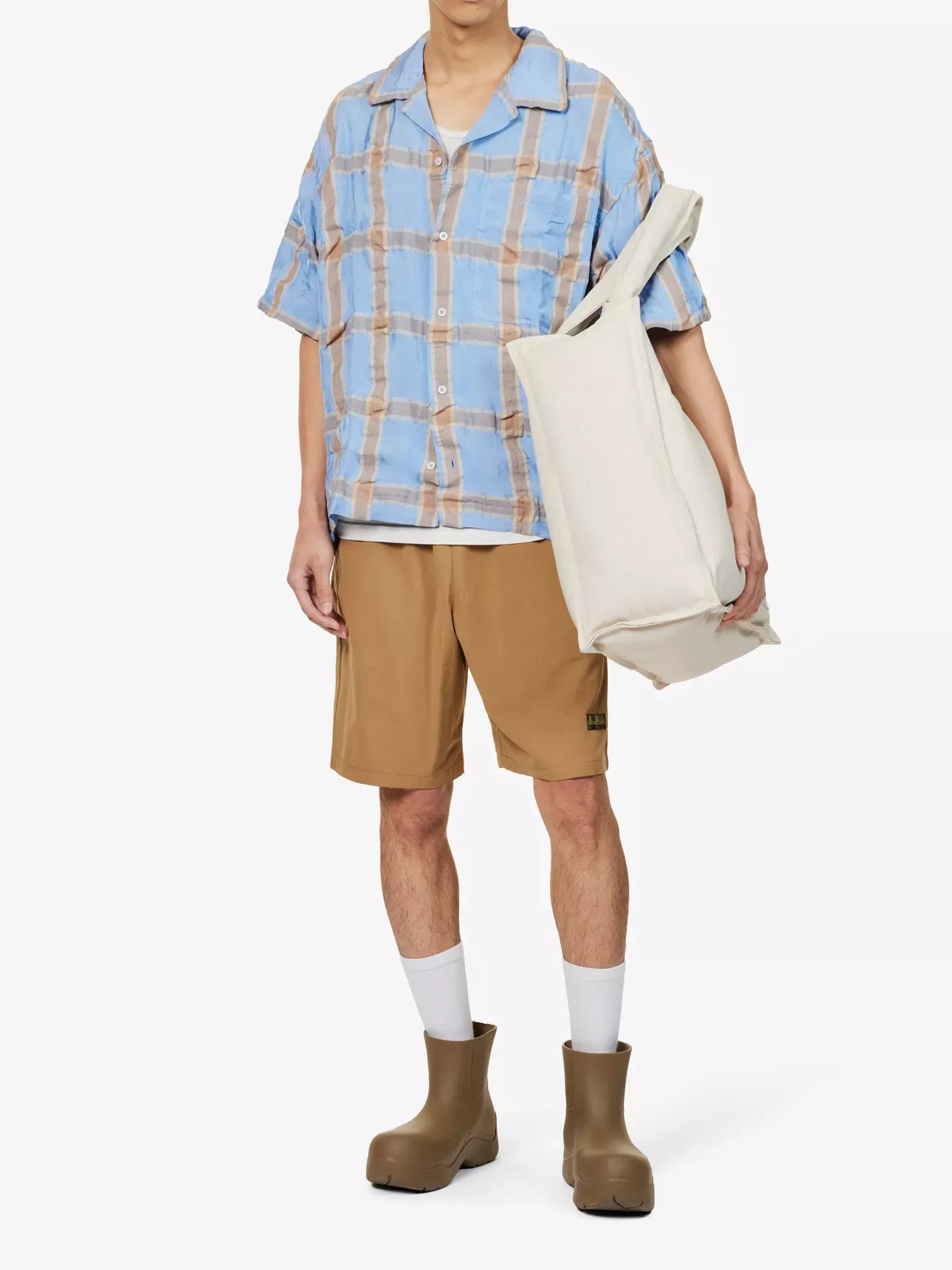 Chemise Jean droite en laine mélangée - Blue & Beige Checks