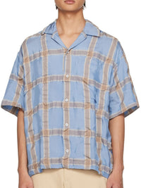 Chemise Jean droite en laine mélangée - Blue & Beige Checks