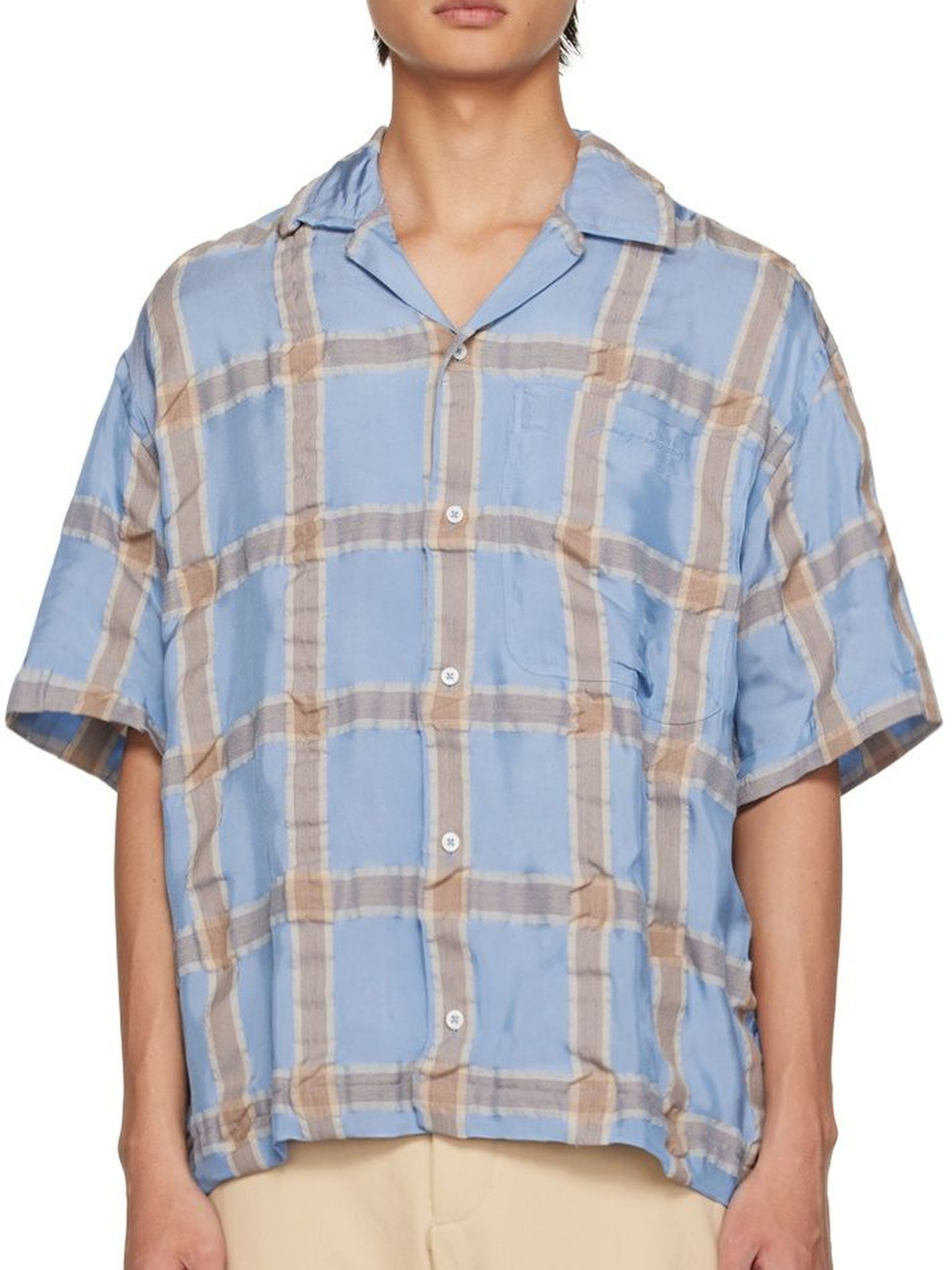 Chemise Jean droite en laine mélangée - Blue & Beige Checks