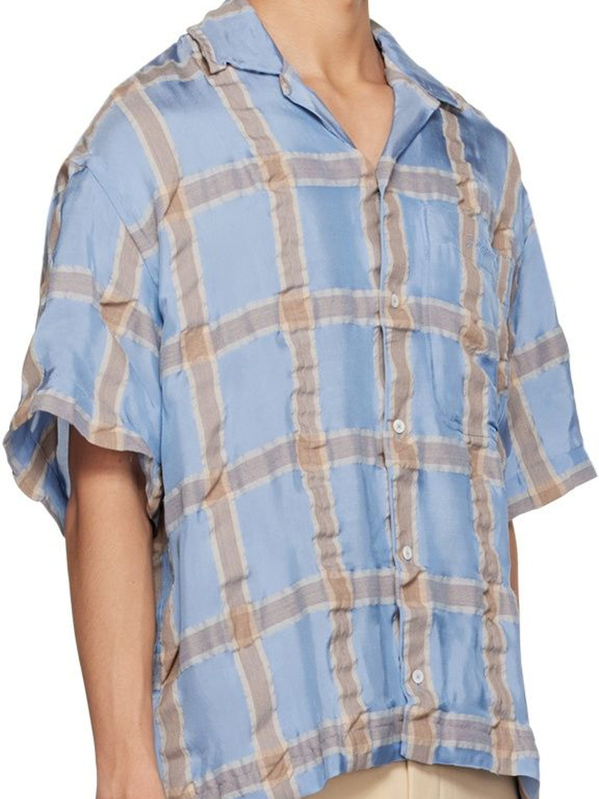 Chemise Jean droite en laine mélangée - Blue & Beige Checks