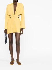 Robe courte Bari en lin - Yellow