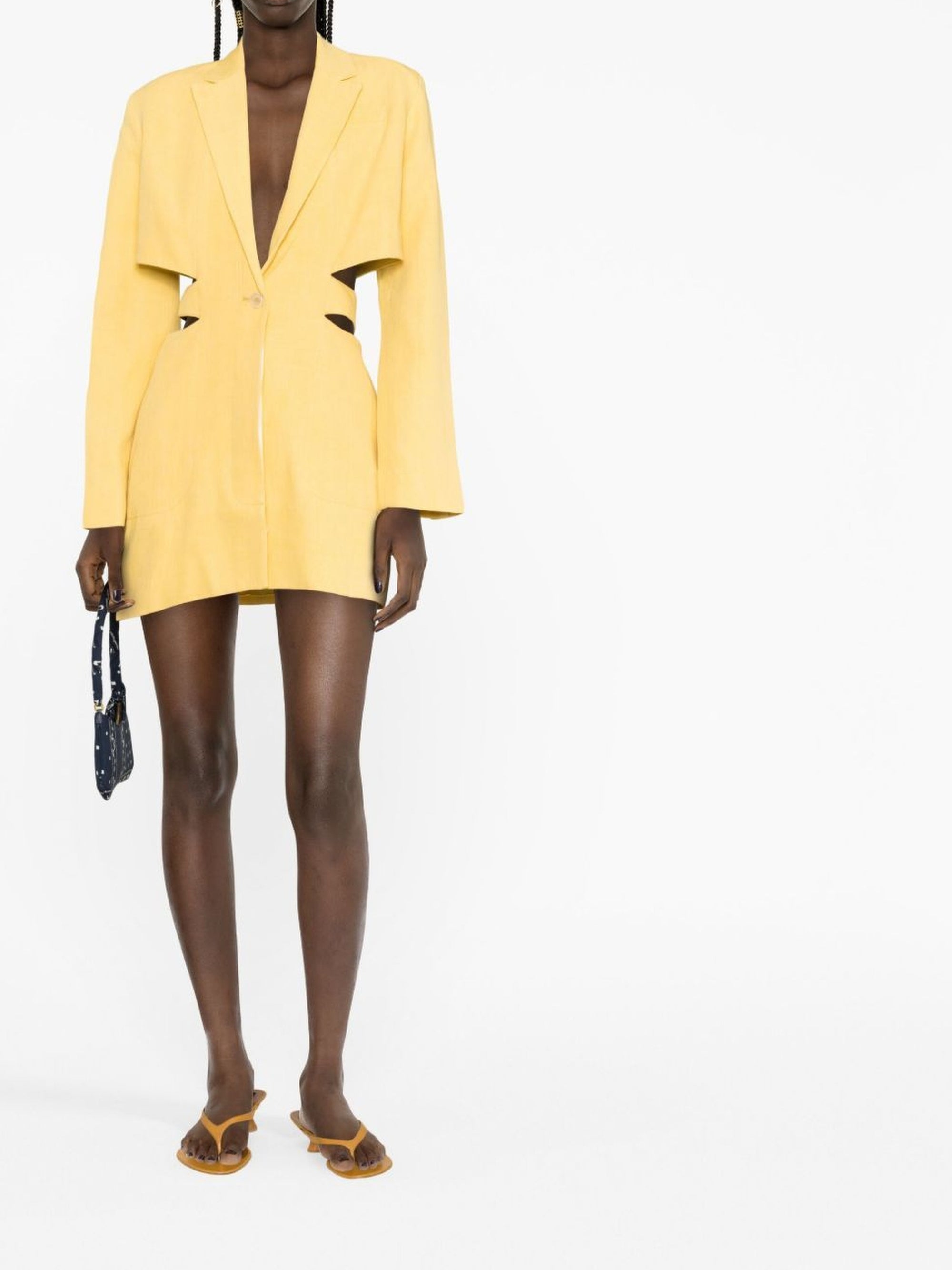 Robe courte Bari en lin - Yellow