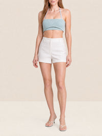 Bandeau Beijo à bretelles en lin - Light Blue