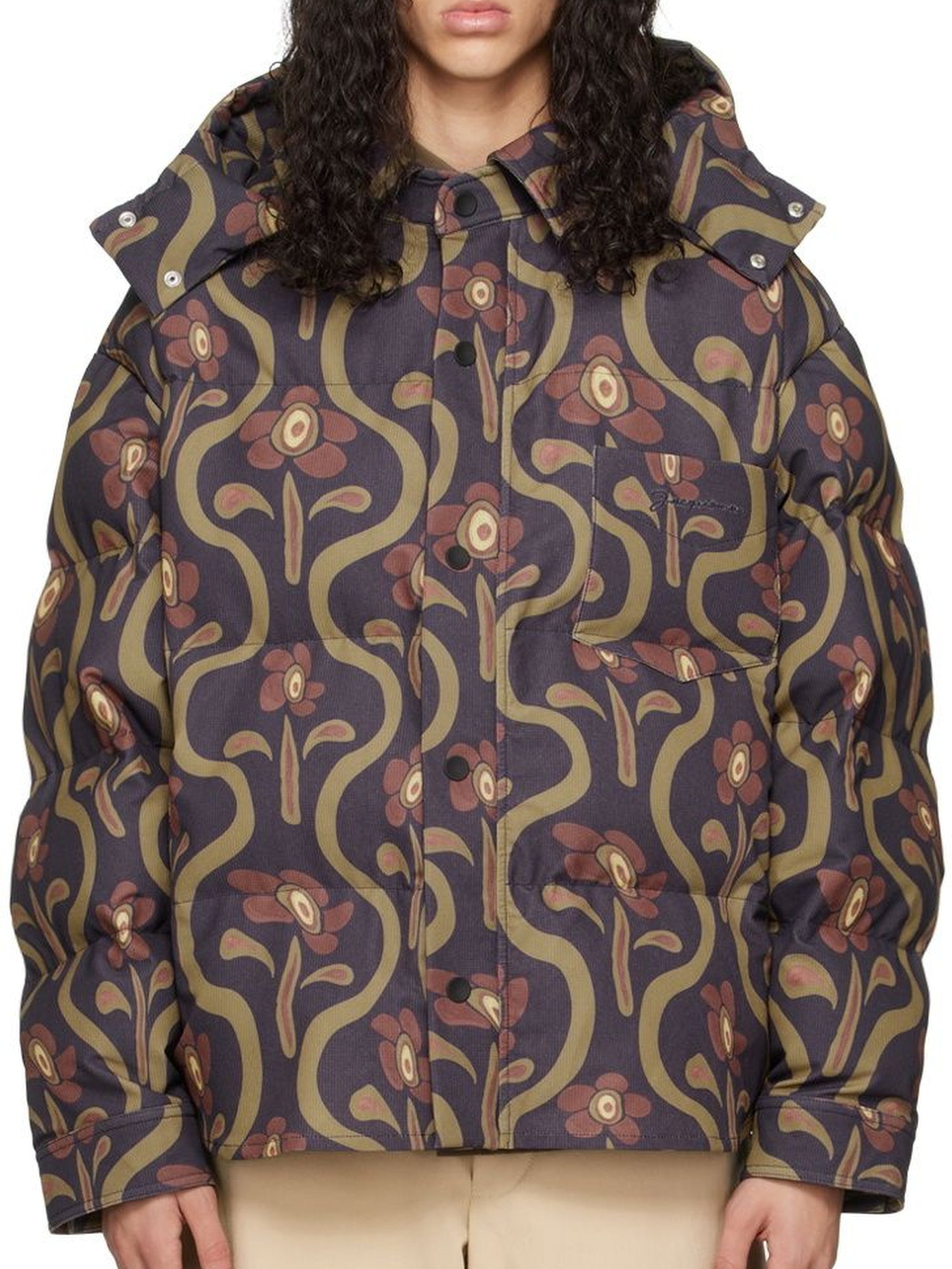 The Chemise Puffer Jacket - Brown Flowers