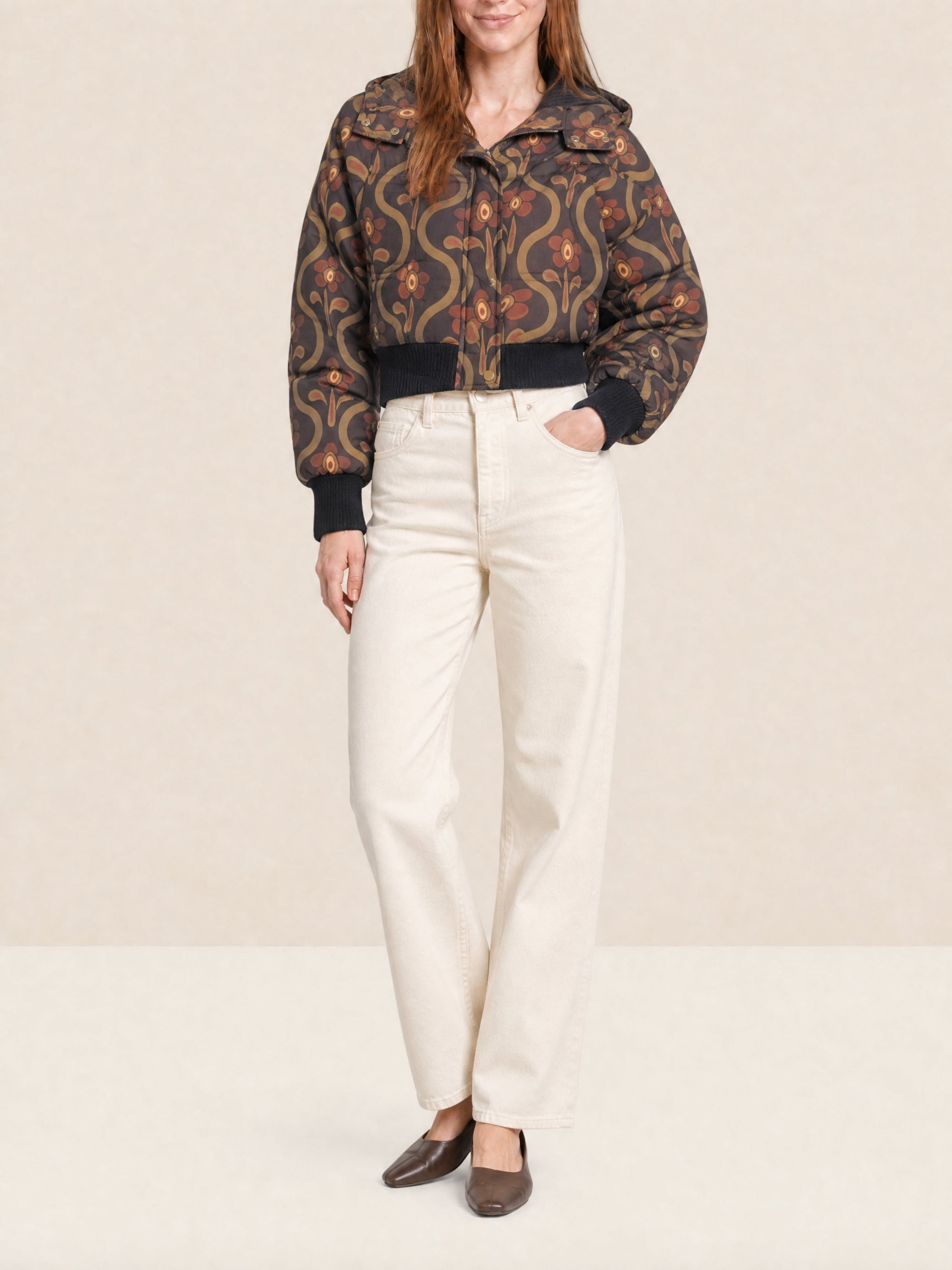 PRINT BROWN FLOWERS LA DOUDOUNE BRICIOLA