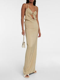 Robe longue Goccia en soie mélangée - Beige