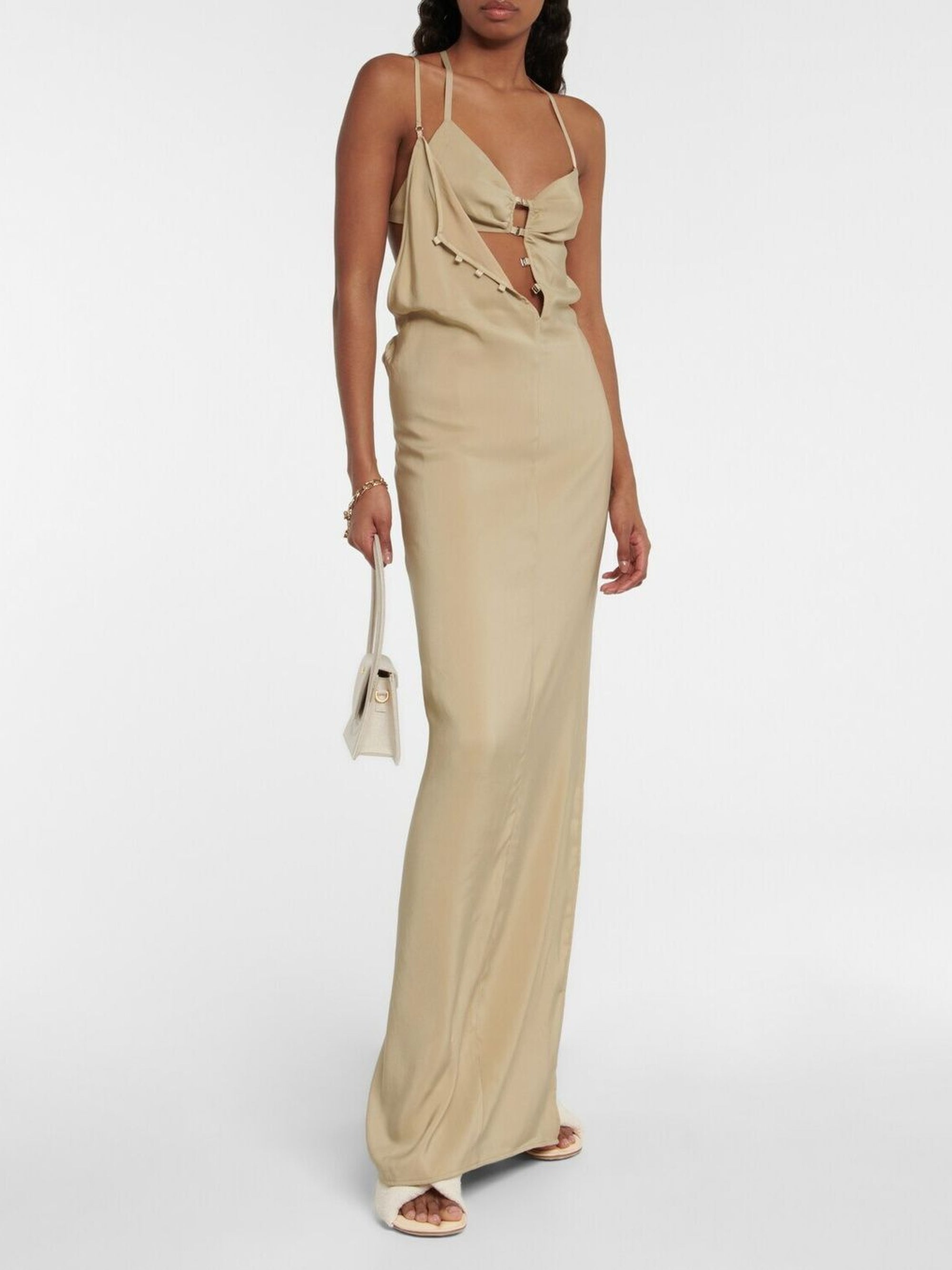 Robe longue Goccia en soie mélangée - Beige