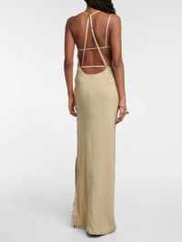 Robe longue Goccia en soie mélangée - Beige