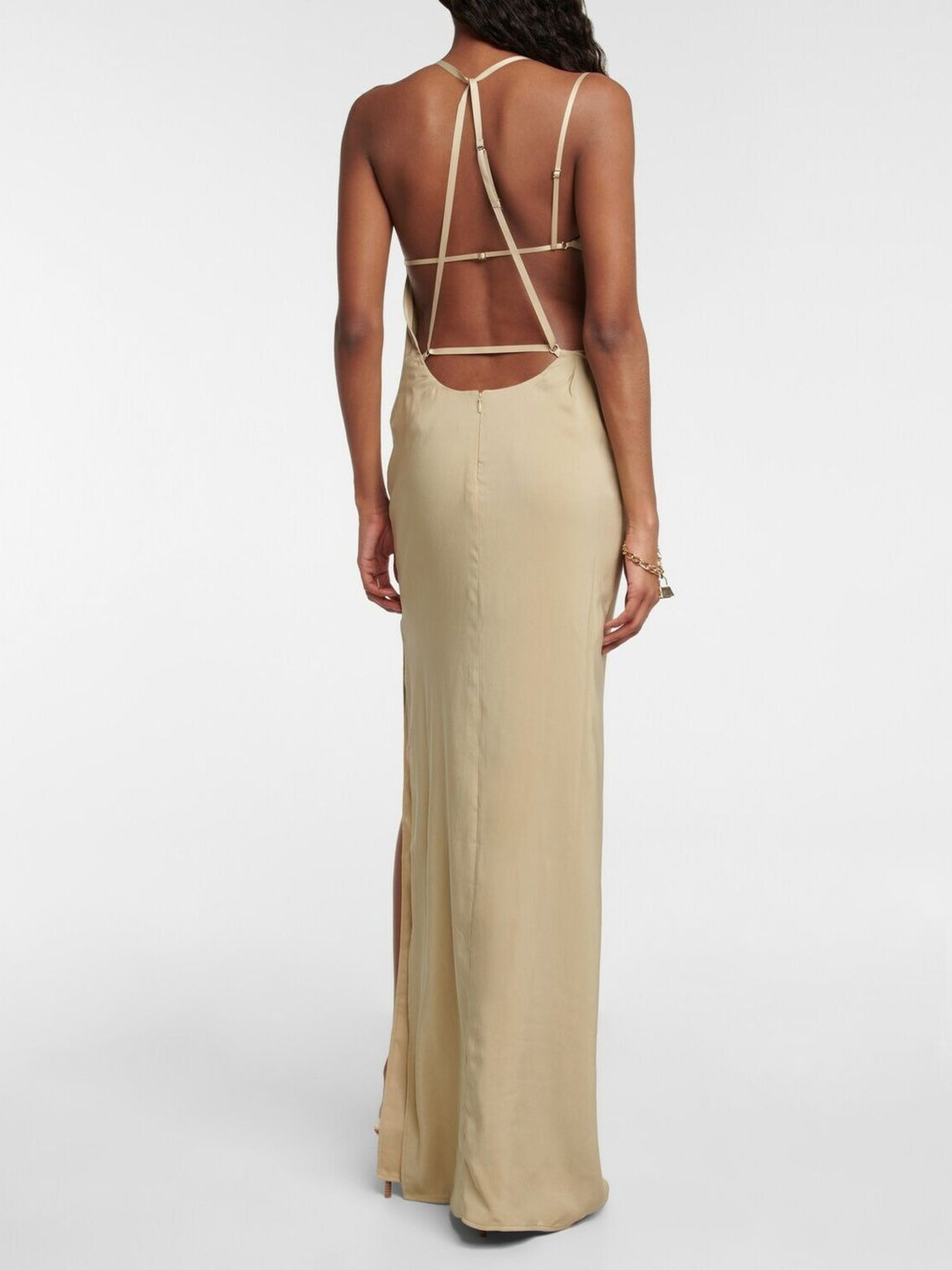 Robe longue Goccia en soie mélangée - Beige