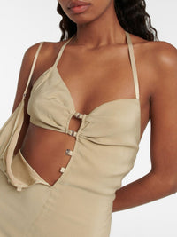 Robe longue Goccia en soie mélangée - Beige