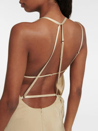 Robe longue Goccia en soie mélangée - Beige
